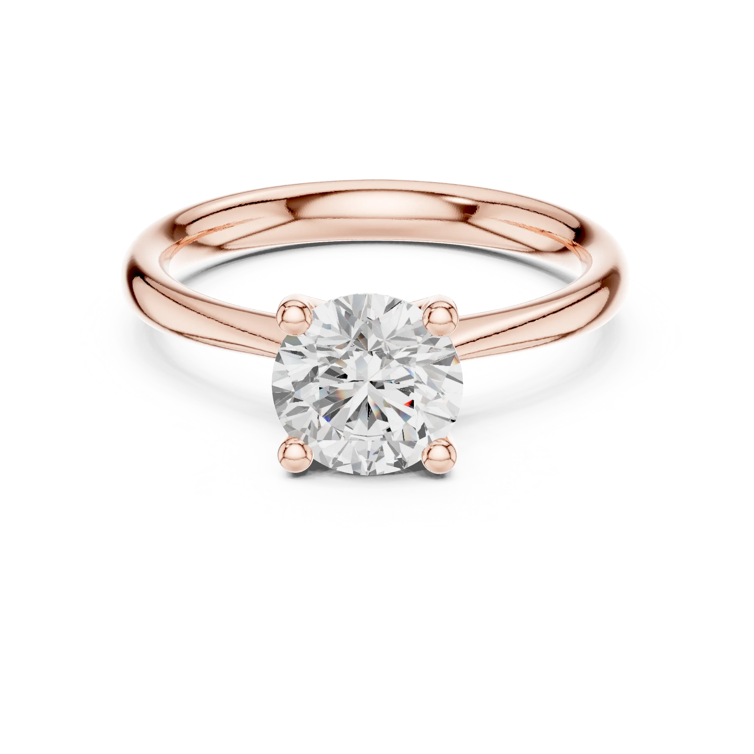 Classic 4 Prong Engagement Round Solitaire Diamond Ring in White Gold