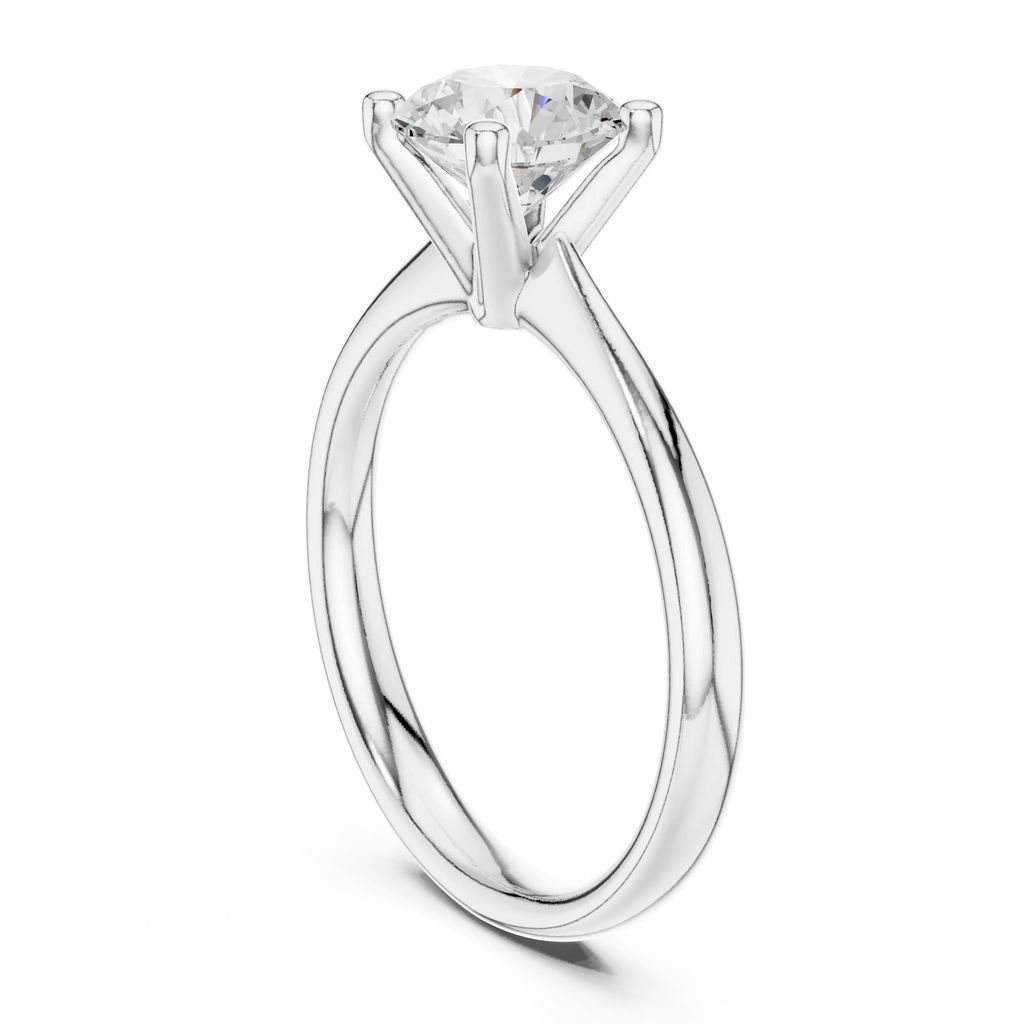 Classic 4 Prong Engagement Round Solitaire Diamond Ring in White Gold