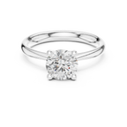 Classic 4 Prong Engagement Round Solitaire Diamond Ring in White Gold