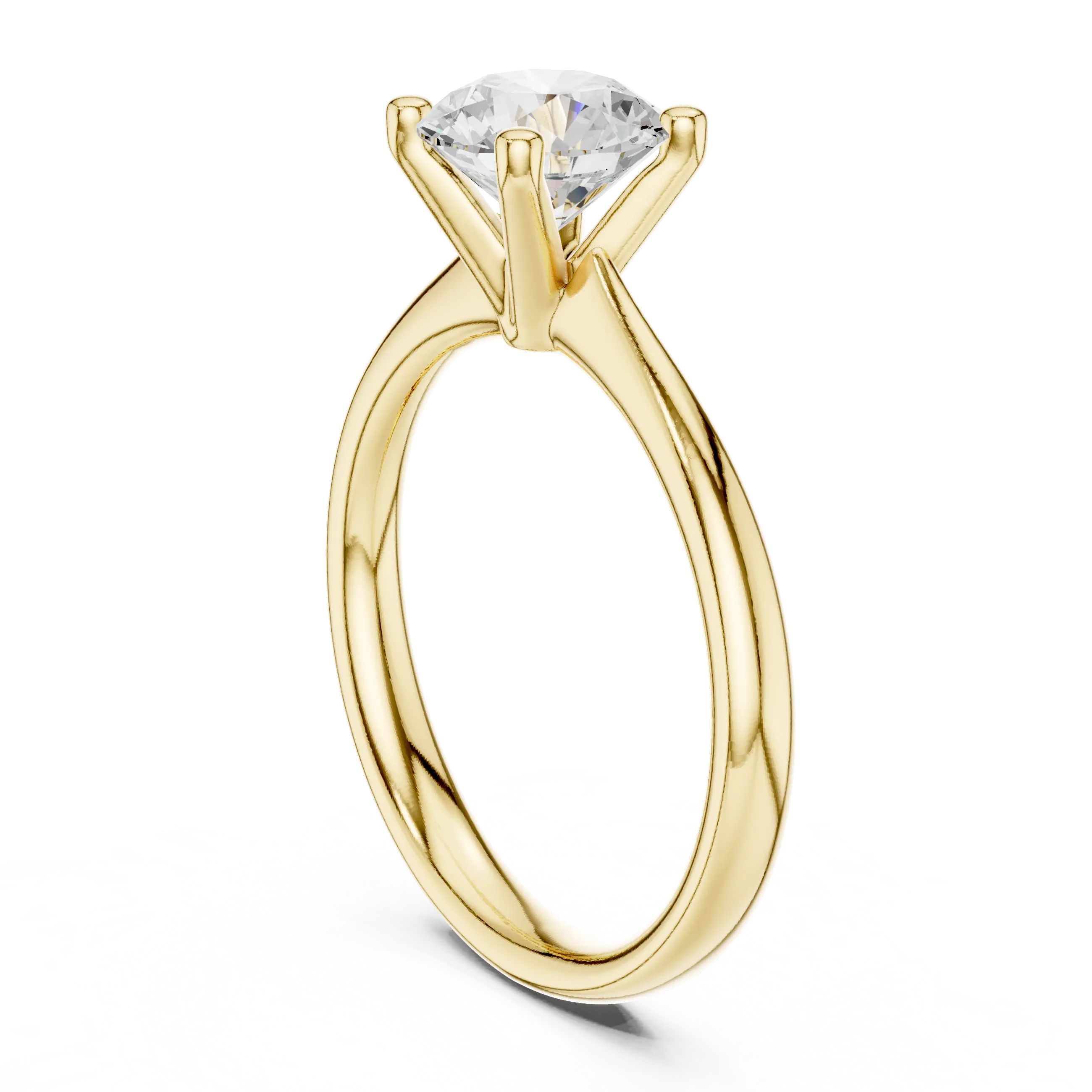 Classic 4 Prong Engagement Round Solitaire Diamond Ring in White Gold
