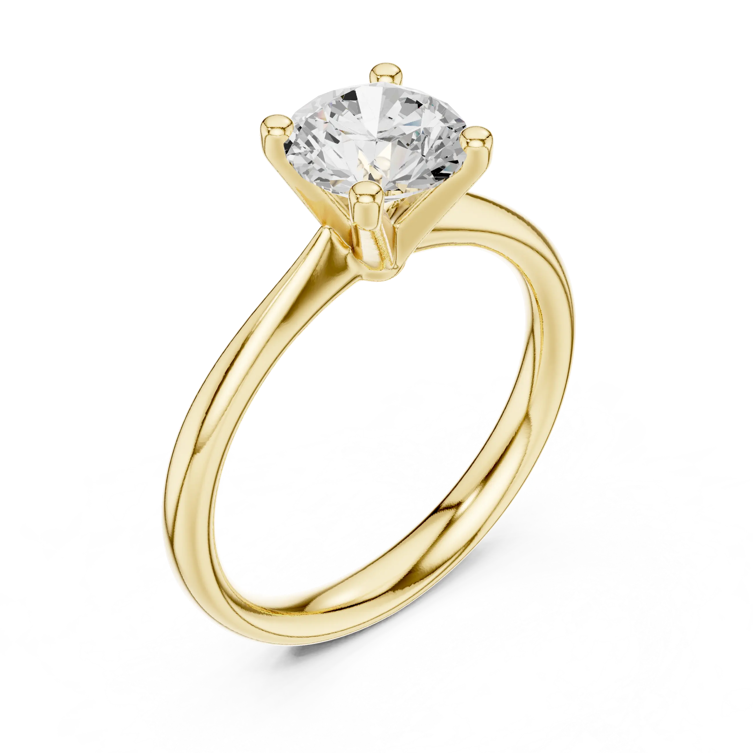 Classic 4 Prong Engagement Round Solitaire Diamond Ring in White Gold