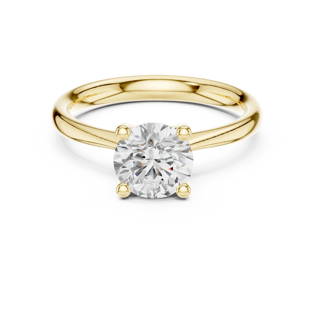 Classic 4 Prong Engagement Round Solitaire Diamond Ring in White Gold