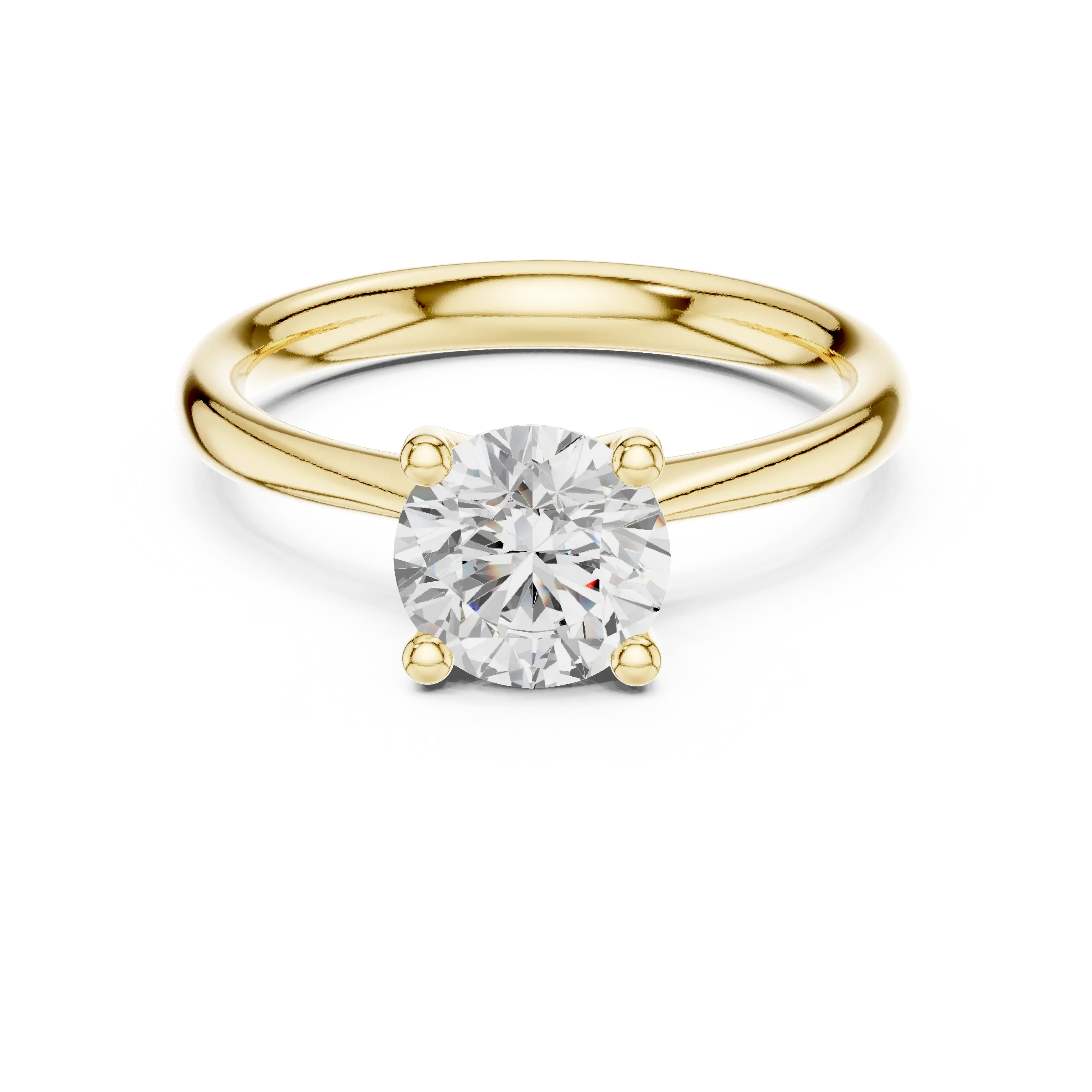 Classic 4 Prong Engagement Round Solitaire Diamond Ring in White Gold