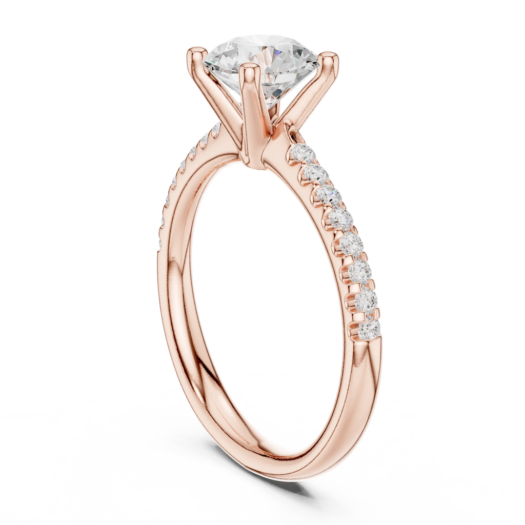 Brilliant Round Diamond Pavé Engagement Ring in 14k Yellow Gold