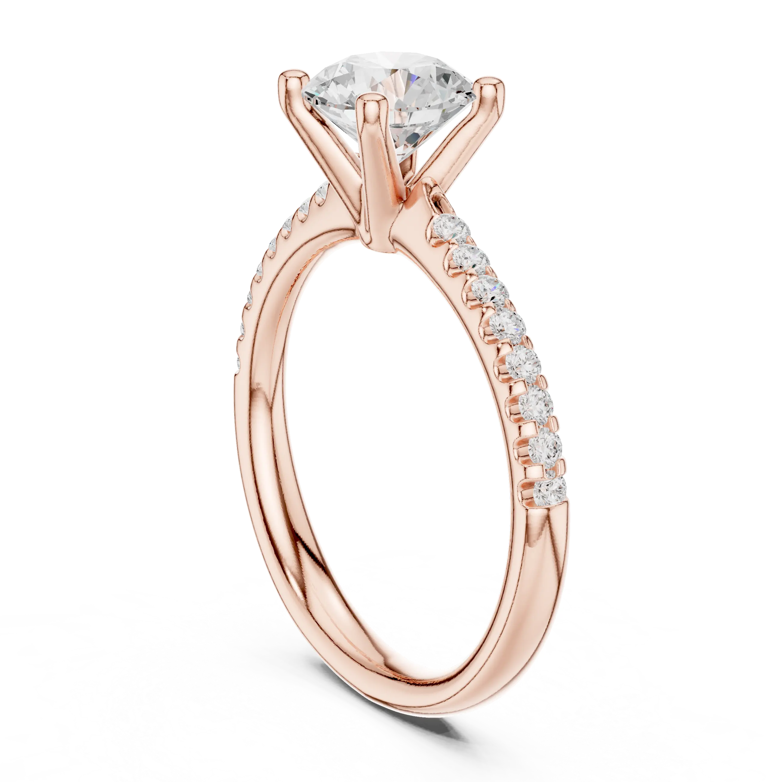 Brilliant Round Diamond Pavé Engagement Ring in 14k Yellow Gold