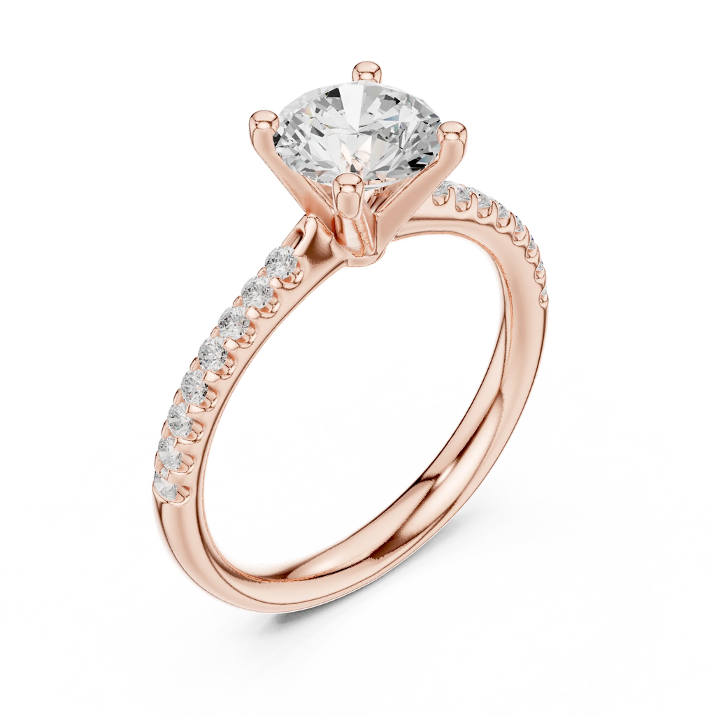 Brilliant Round Diamond Pavé Engagement Ring in 14k Yellow Gold