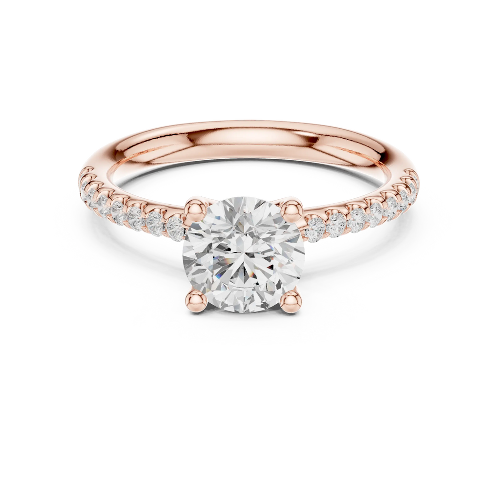 Brilliant Round Diamond Pavé Engagement Ring in 14k Yellow Gold
