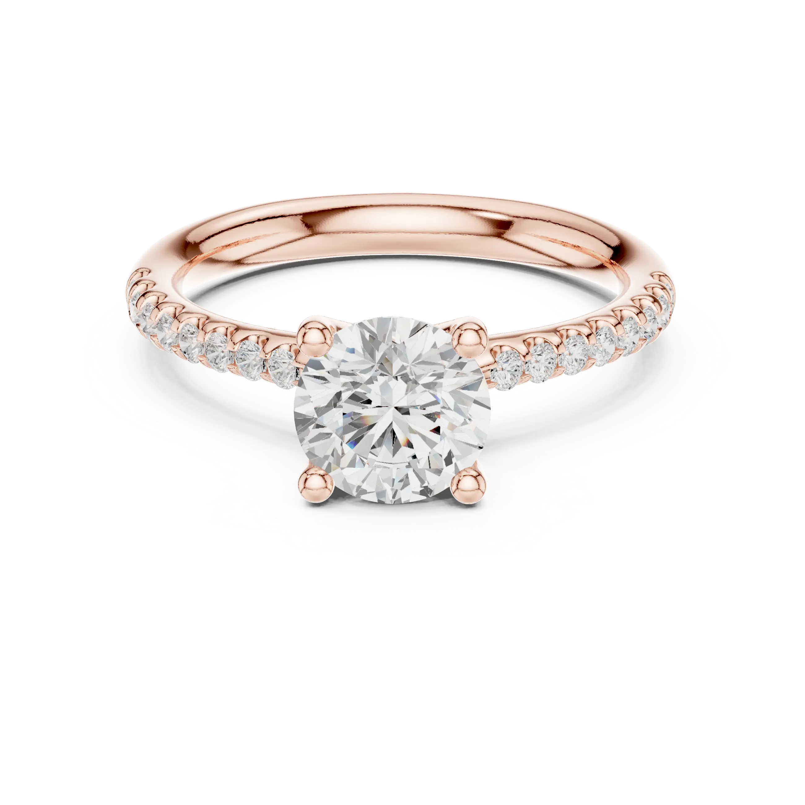 Brilliant Round Diamond Pavé Engagement Ring in 14k Yellow Gold