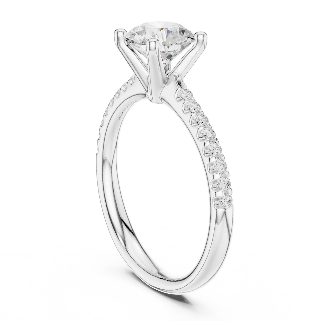 Brilliant Round Diamond Pavé Engagement Ring in 14k Yellow Gold