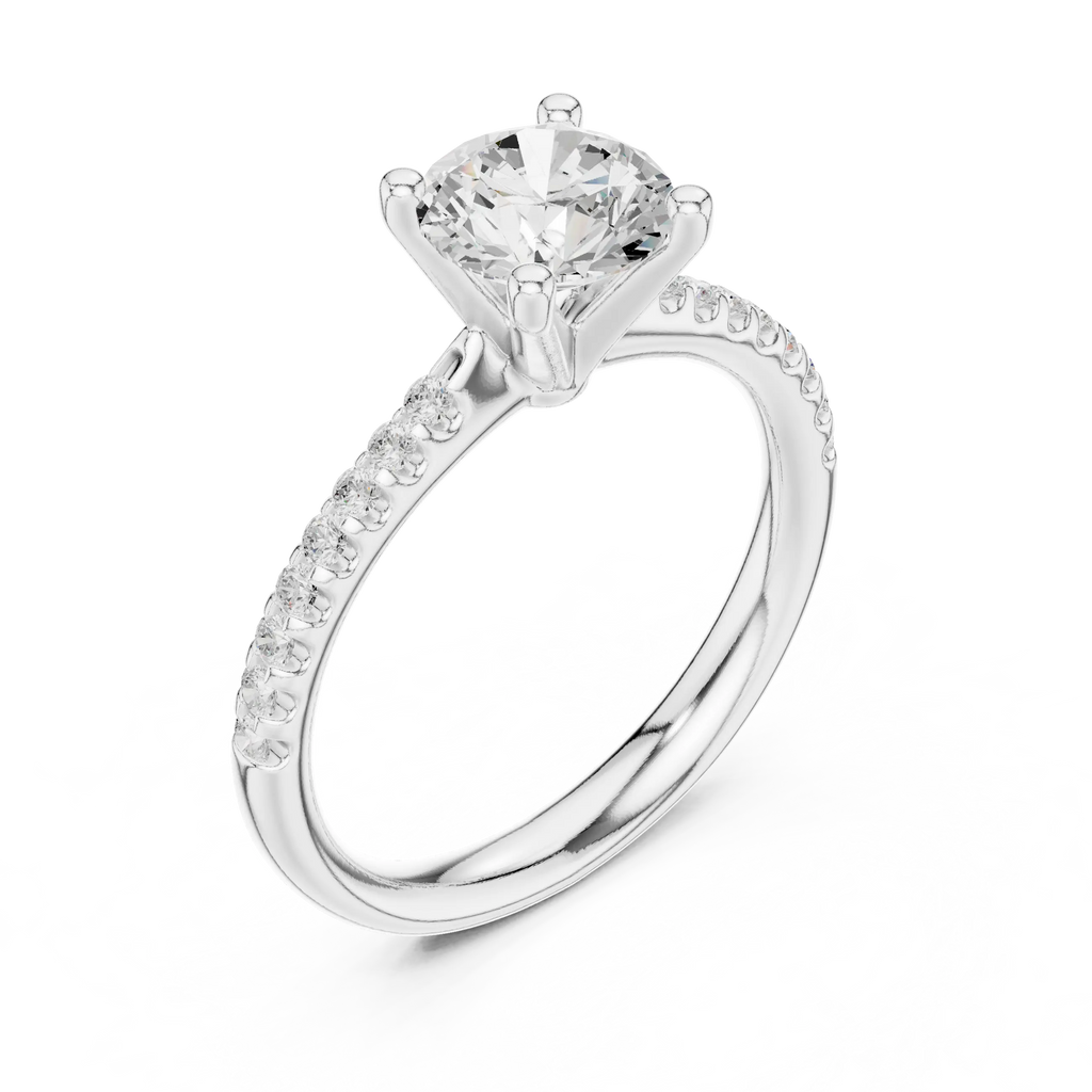 Brilliant Round Diamond Pavé Engagement Ring in 14k Yellow Gold