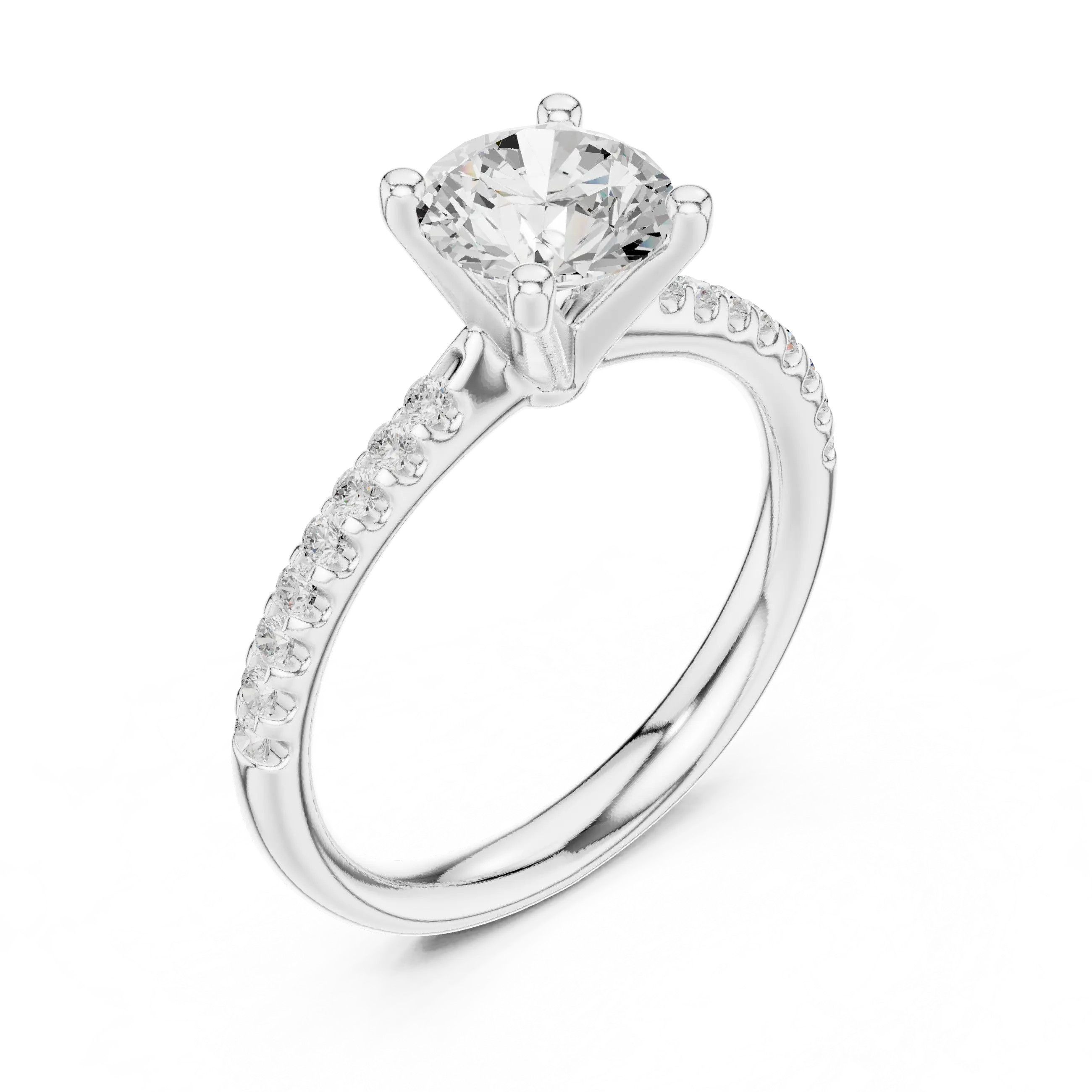 Brilliant Round Diamond Pavé Engagement Ring in 14k Yellow Gold