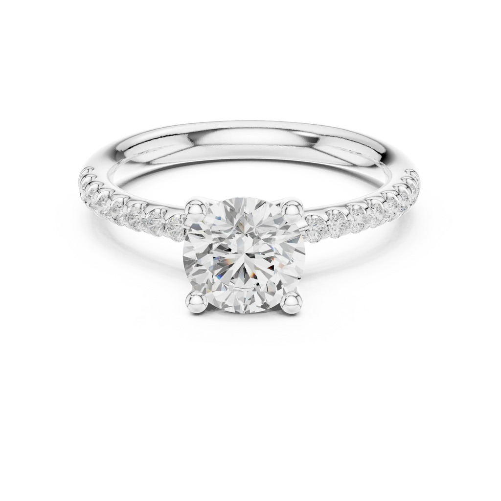 Brilliant Round Diamond Pavé Engagement Ring in 14k Yellow Gold