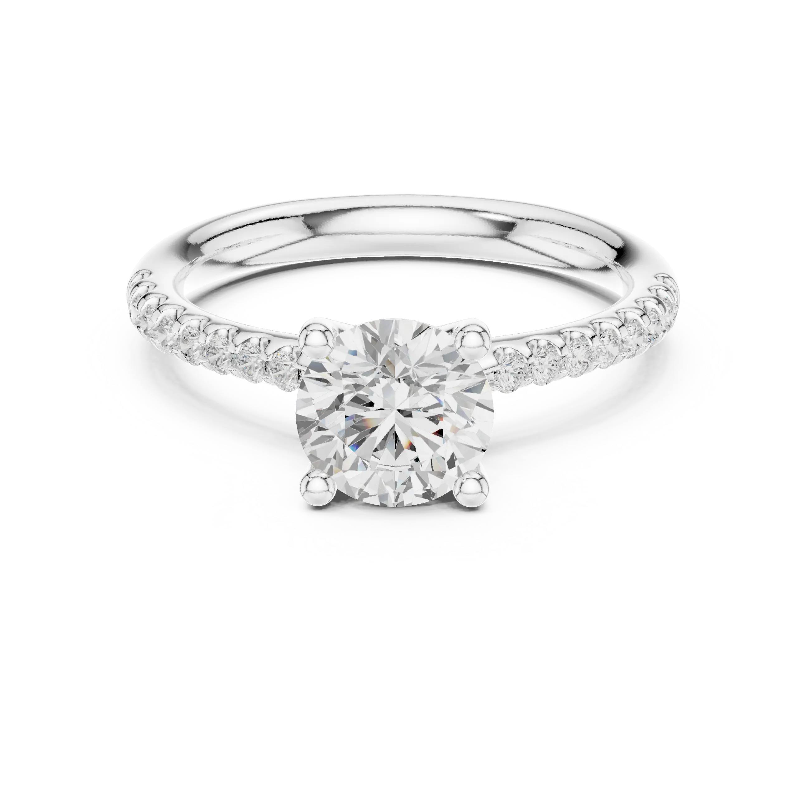 Brilliant Round Diamond Pavé Engagement Ring in 14k Yellow Gold