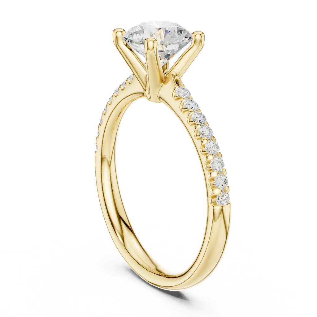 Brilliant Round Diamond Pavé Engagement Ring in 14k Yellow Gold