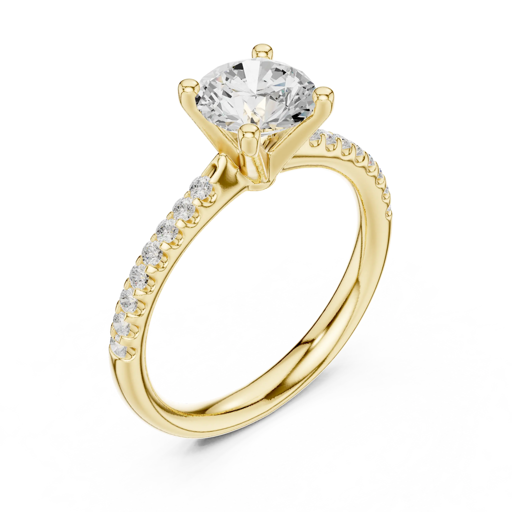 Brilliant Round Diamond Pavé Engagement Ring in 14k Yellow Gold