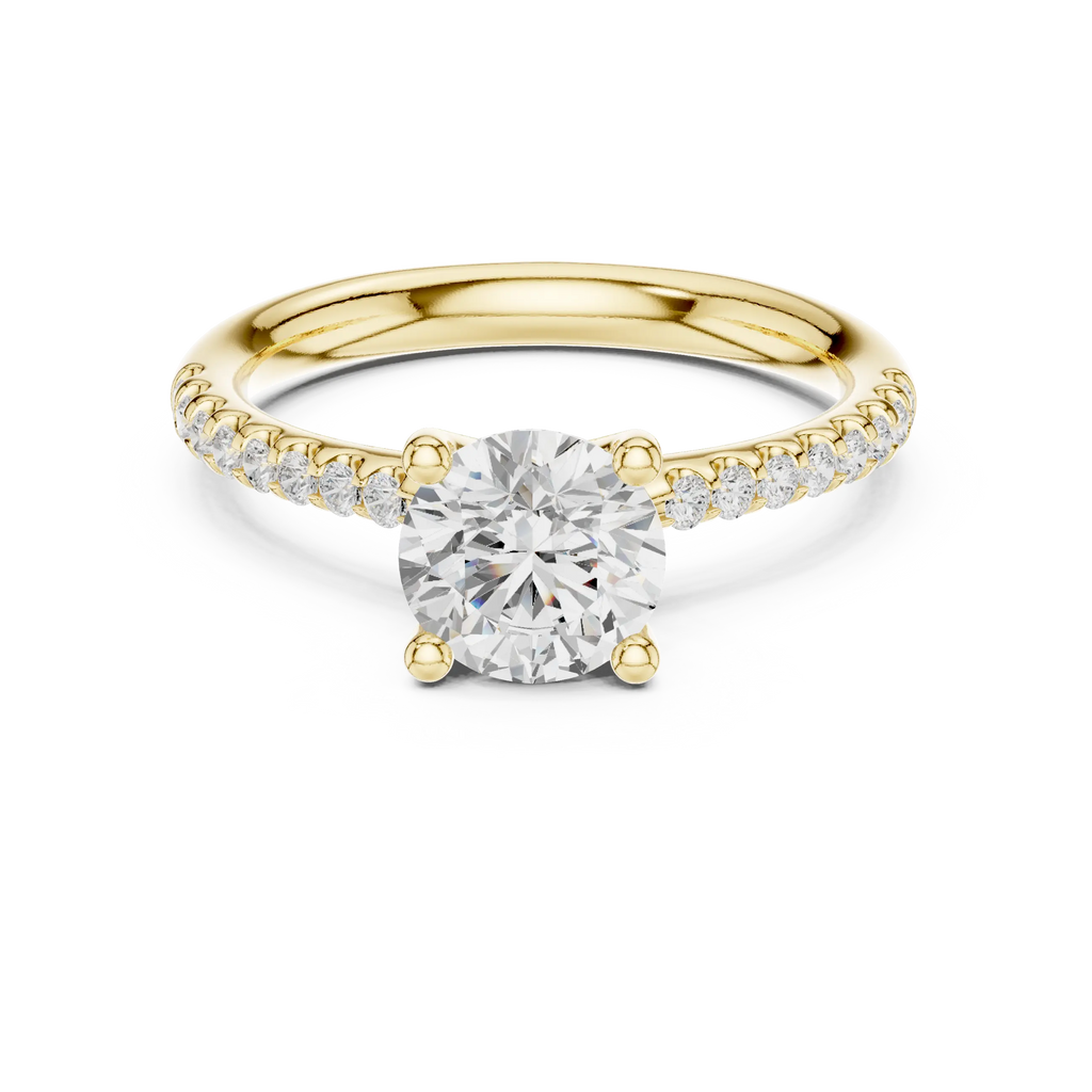 Brilliant Round Diamond Pavé Engagement Ring in 14k Yellow Gold