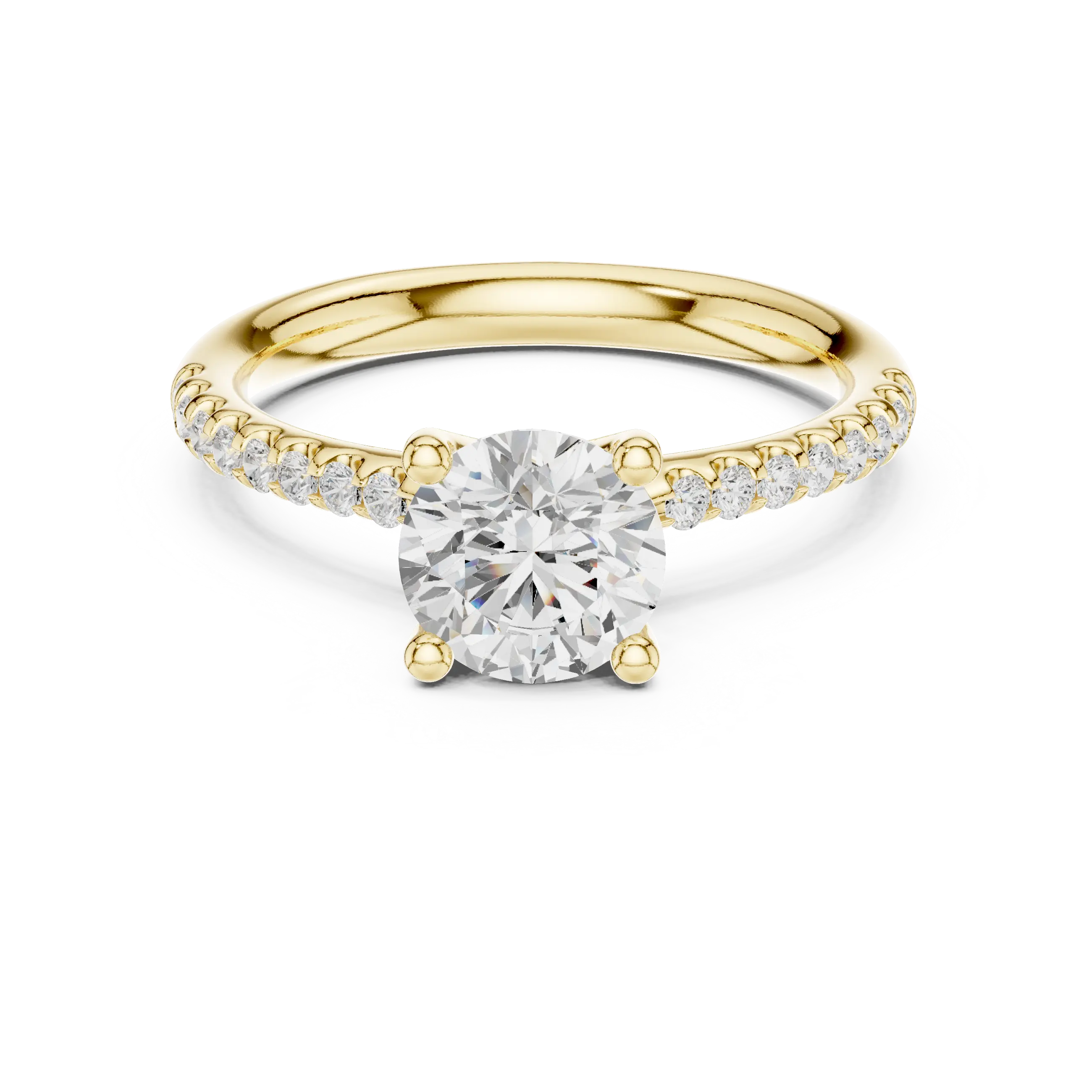 Brilliant Round Diamond Pavé Engagement Ring in 14k Yellow Gold