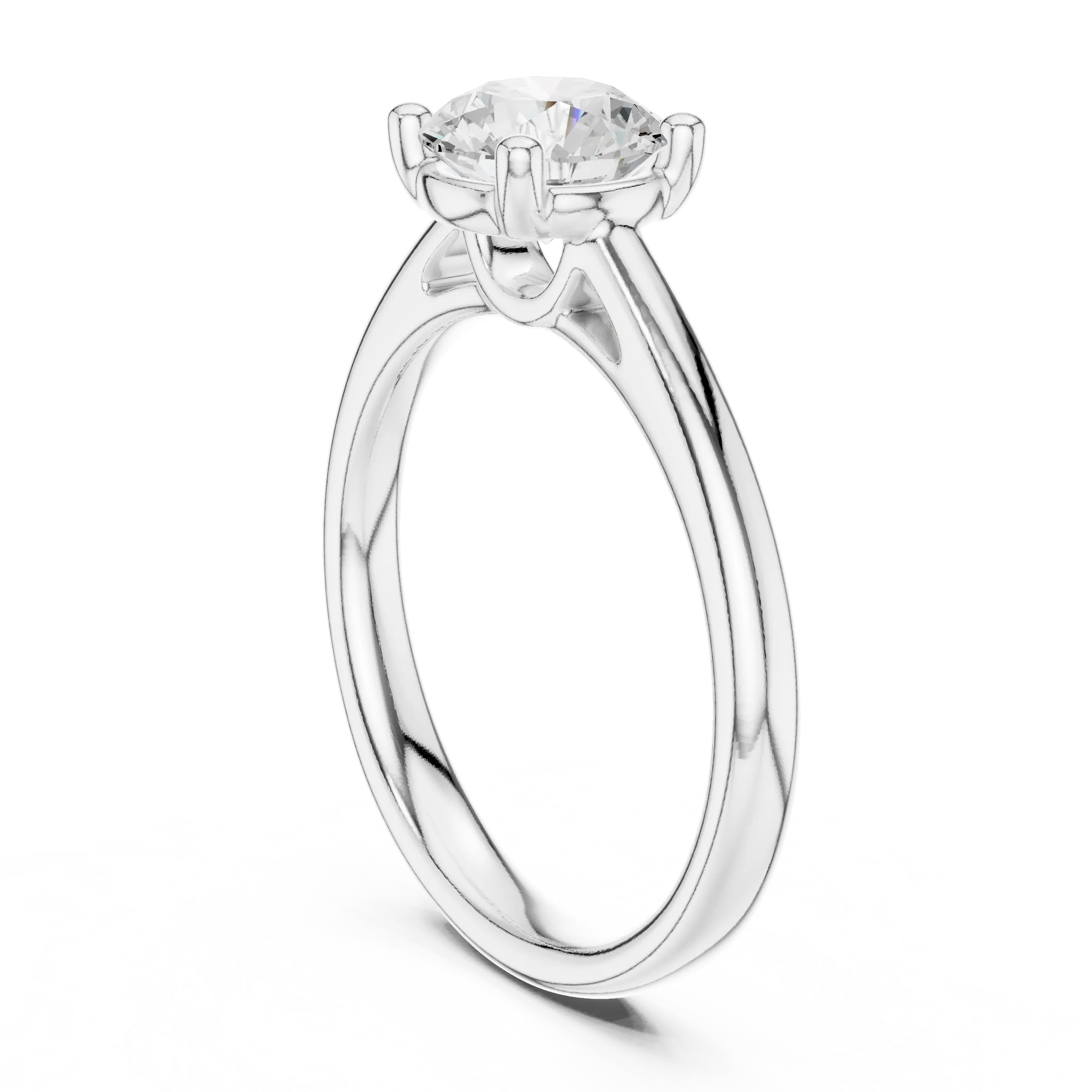 Round Brilliant Diamond Solitaire Engagement Ring in 18k White Gold