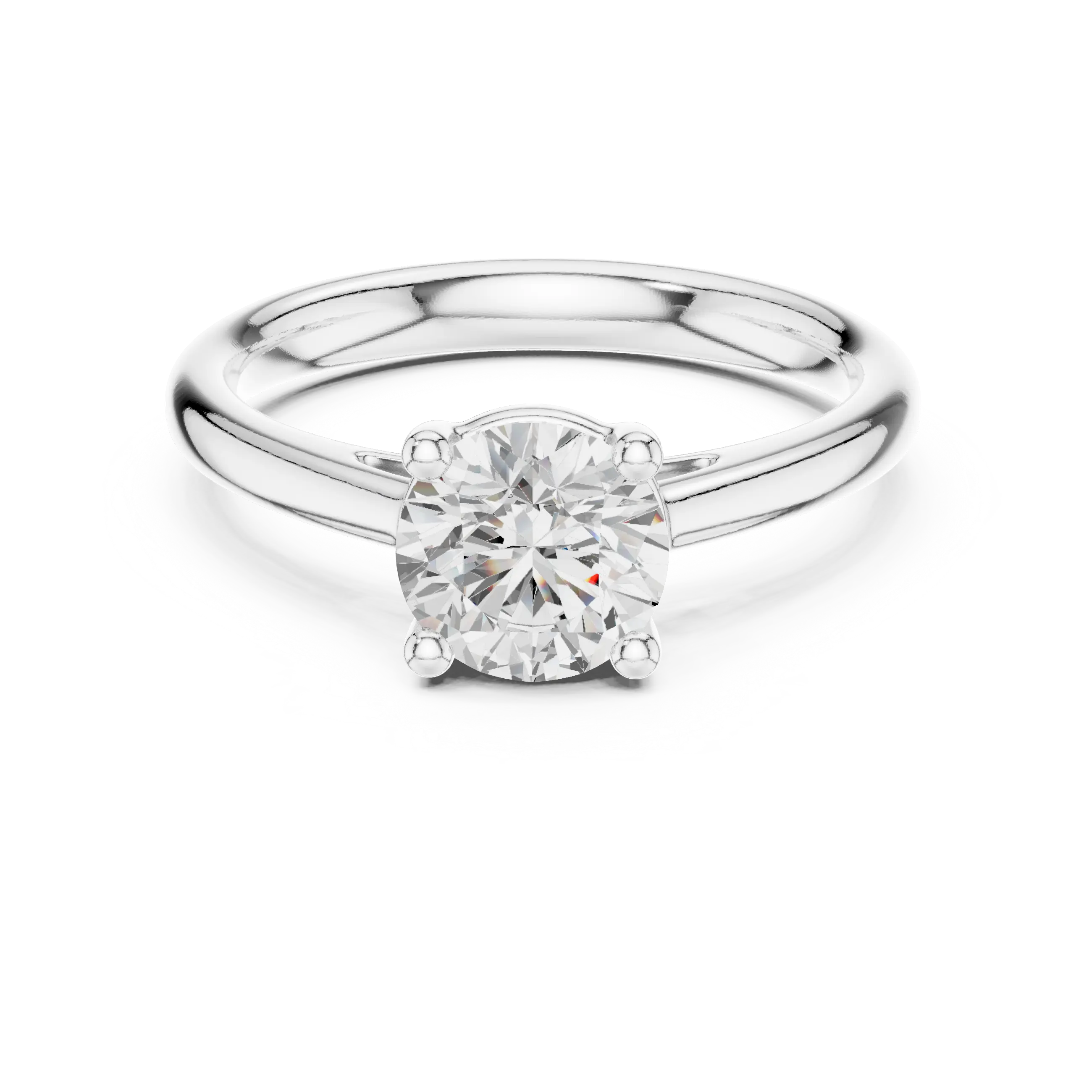 Round Brilliant Diamond Solitaire Engagement Ring in 18k White Gold