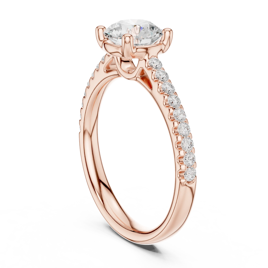 Round Lab Grown Diamond Pavé Engagement Ring in 10k White Gold