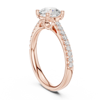 Round Lab Grown Diamond Pavé Engagement Ring in 10k White Gold