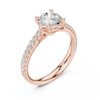 Round Lab Grown Diamond Pavé Engagement Ring in 10k White Gold
