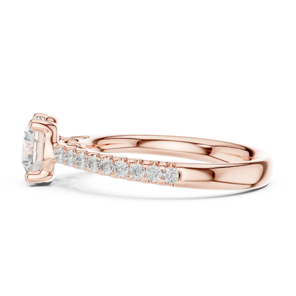 Round Lab Grown Diamond Pavé Engagement Ring in 10k White Gold