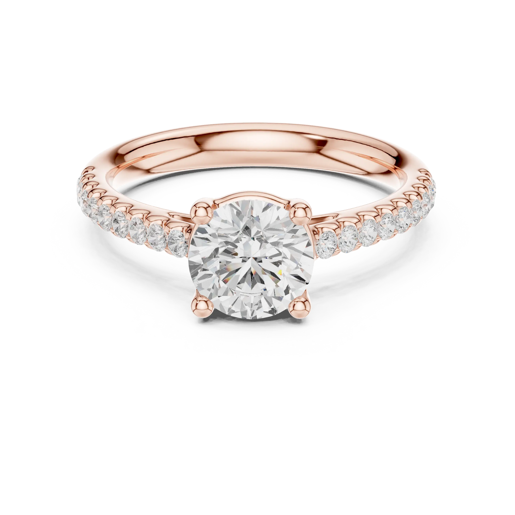 Round Lab Grown Diamond Pavé Engagement Ring in 10k White Gold