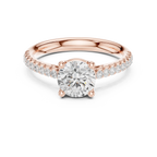 Round Lab Grown Diamond Pavé Engagement Ring in 10k White Gold