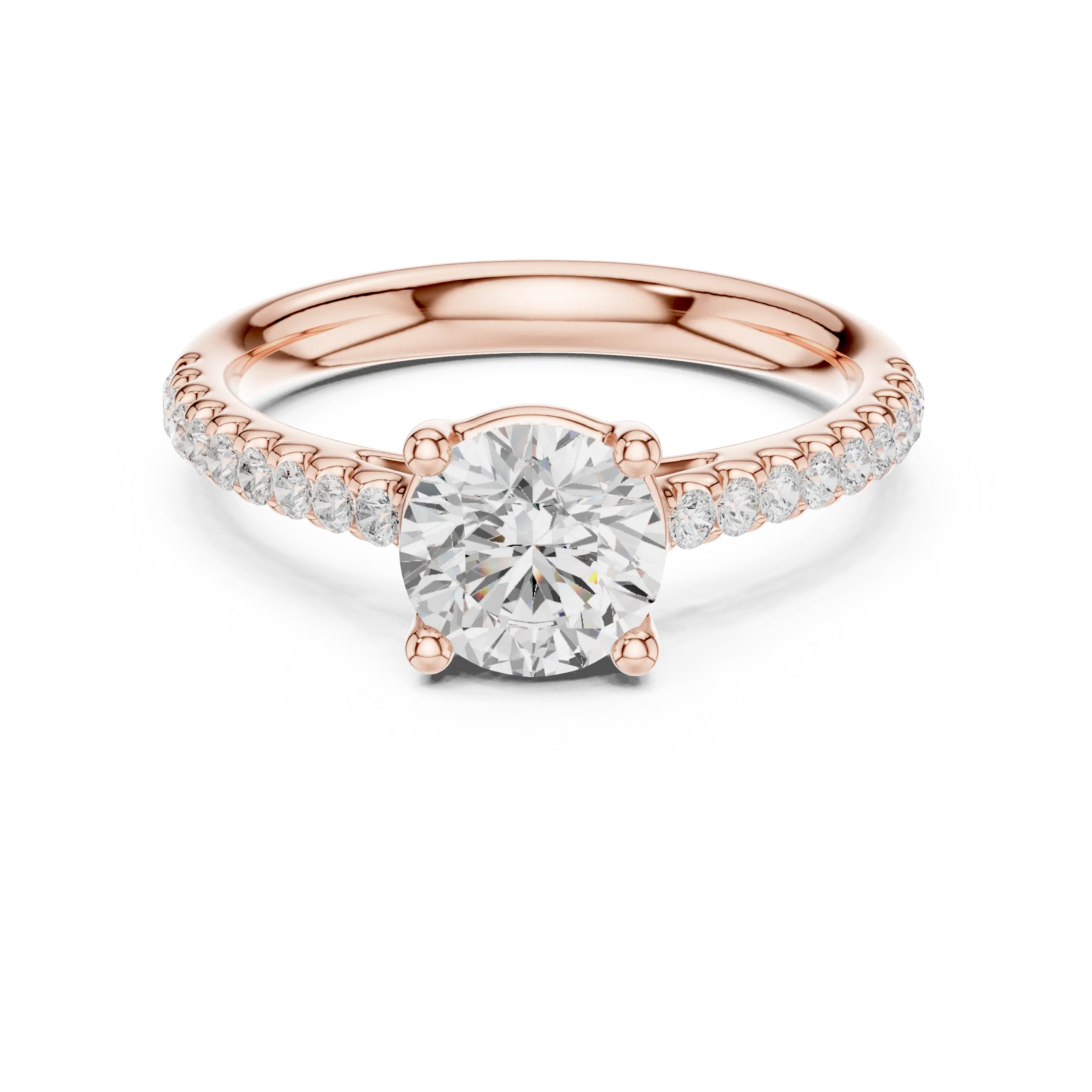 Round Lab Grown Diamond Pavé Engagement Ring in 10k White Gold