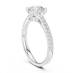 Round Lab Grown Diamond Pavé Engagement Ring in 10k White Gold