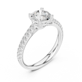Round Lab Grown Diamond Pavé Engagement Ring in 10k White Gold