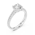 Round Lab Grown Diamond Pavé Engagement Ring in 10k White Gold