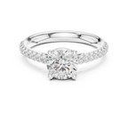 Round Lab Grown Diamond Pavé Engagement Ring in 10k White Gold