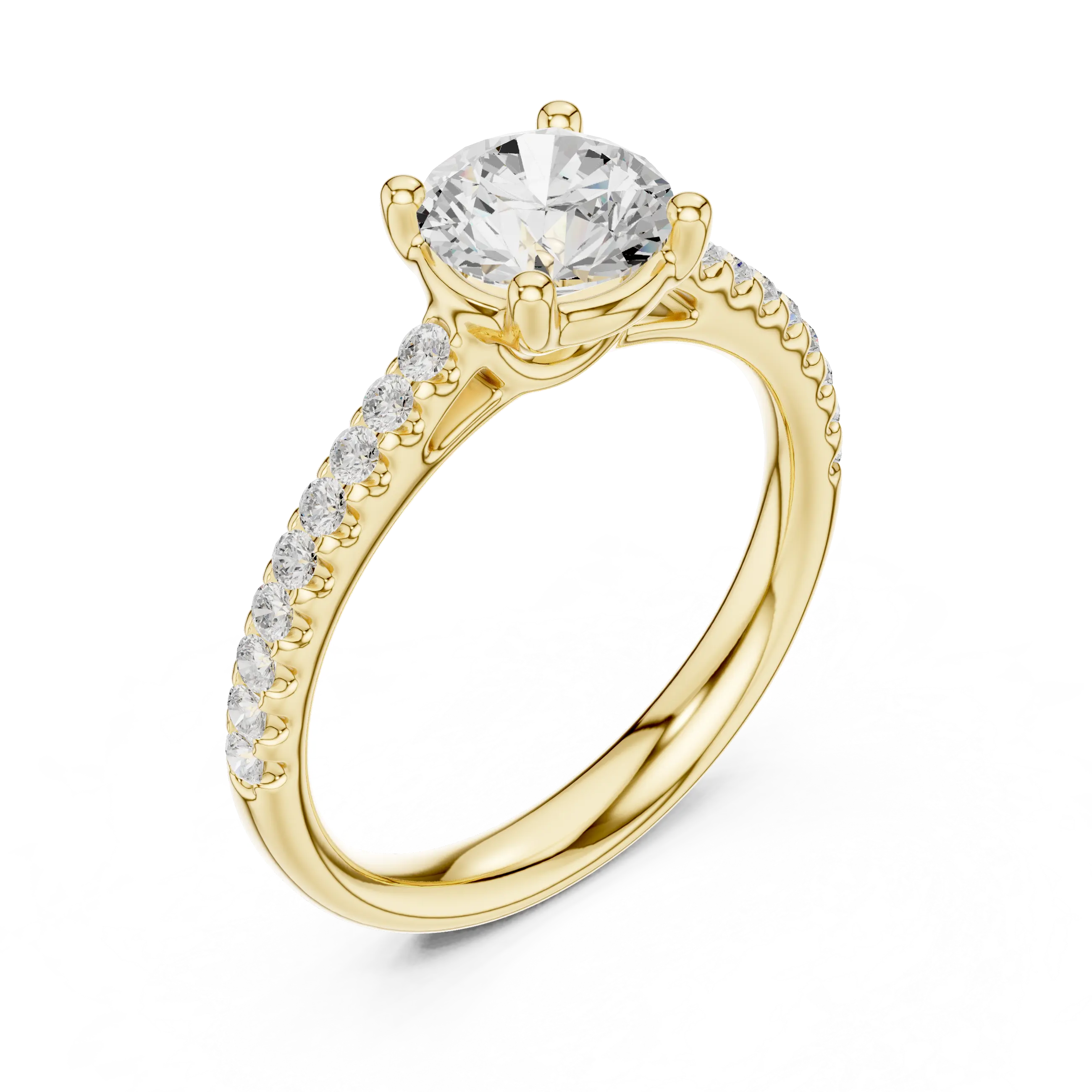 Round Lab Grown Diamond Pavé Engagement Ring in 10k White Gold