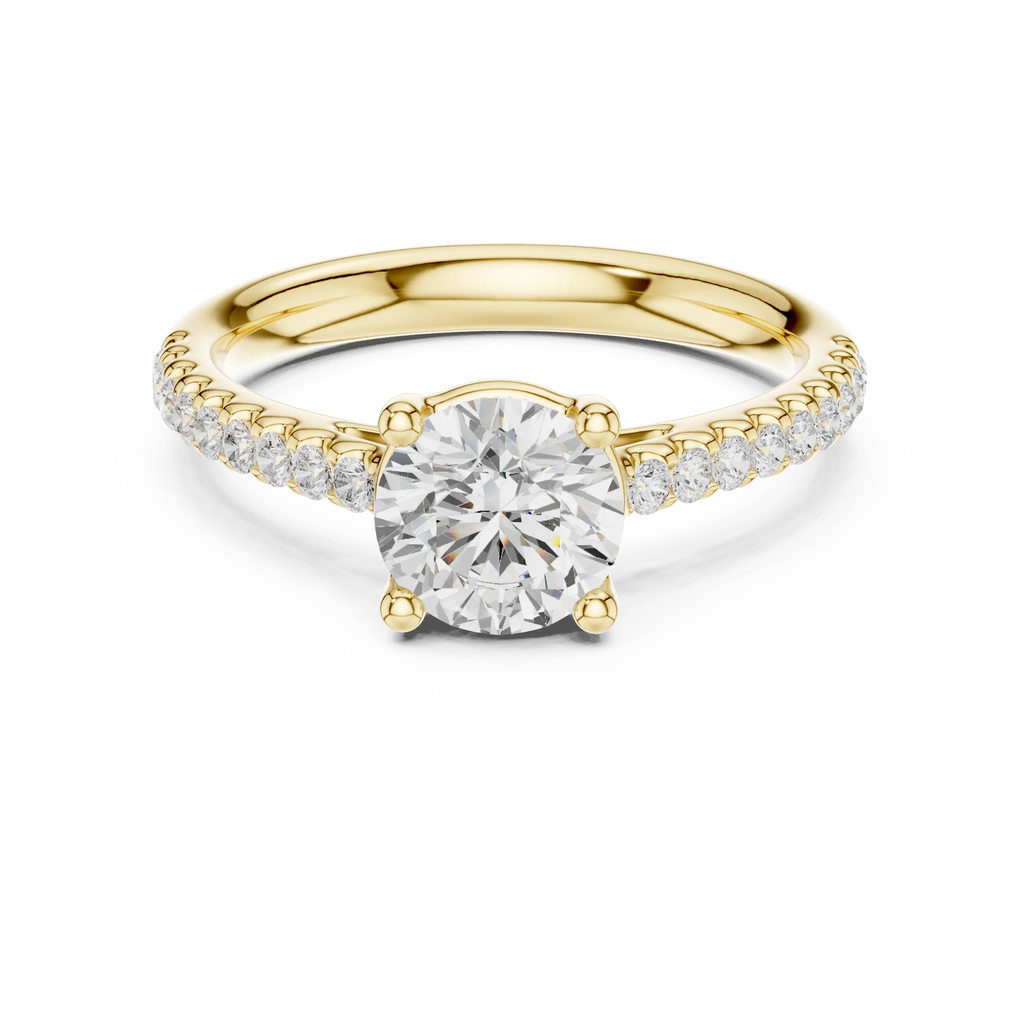 Round Lab Grown Diamond Pavé Engagement Ring in 10k White Gold