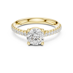 Round Lab Grown Diamond Pavé Engagement Ring in 10k White Gold