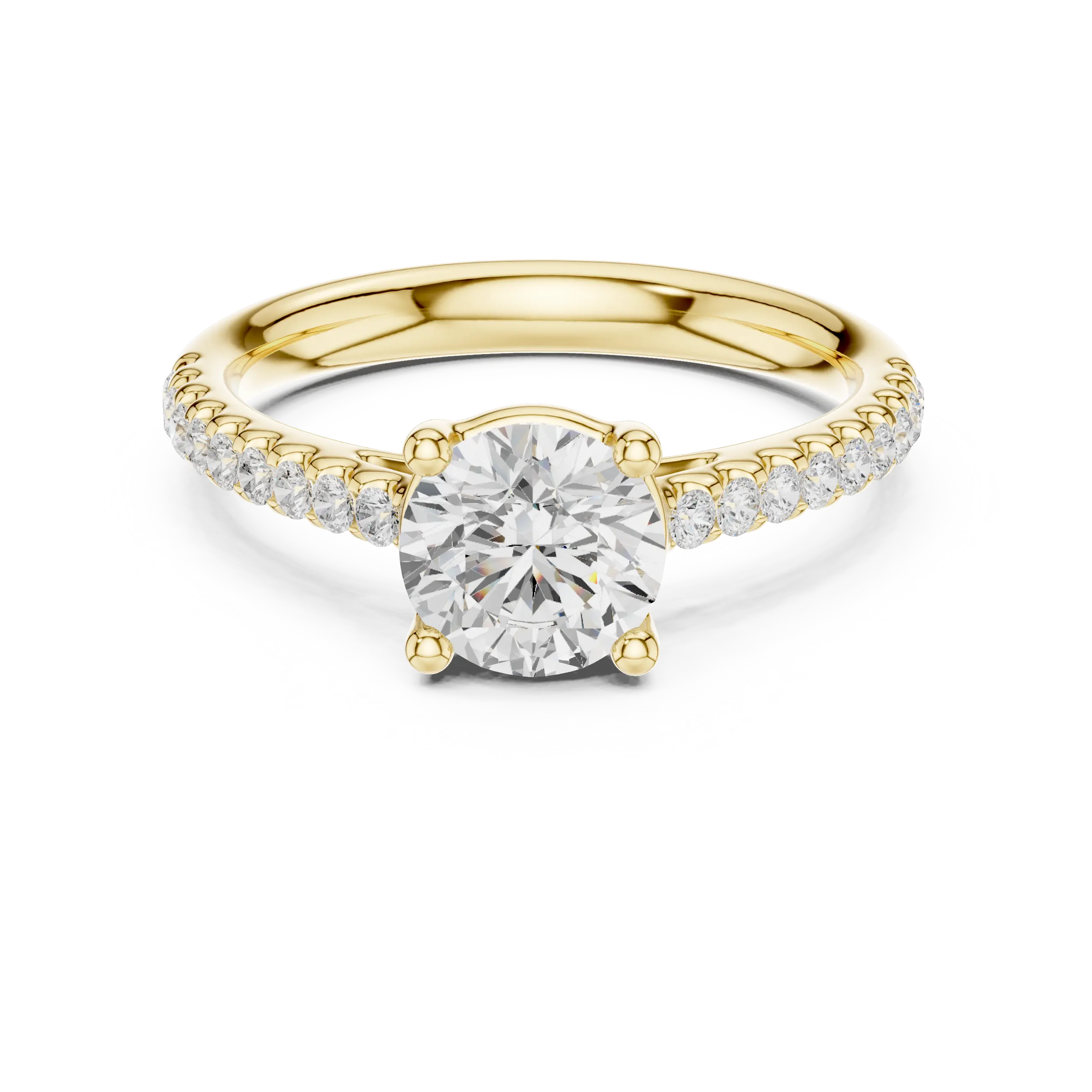 Round Lab Grown Diamond Pavé Engagement Ring in 10k White Gold