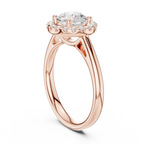 Classic Bridal Round Halo Diamond Ring in Rose Gold for Women