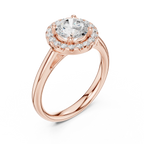 Classic Bridal Round Halo Diamond Ring in Rose Gold for Women