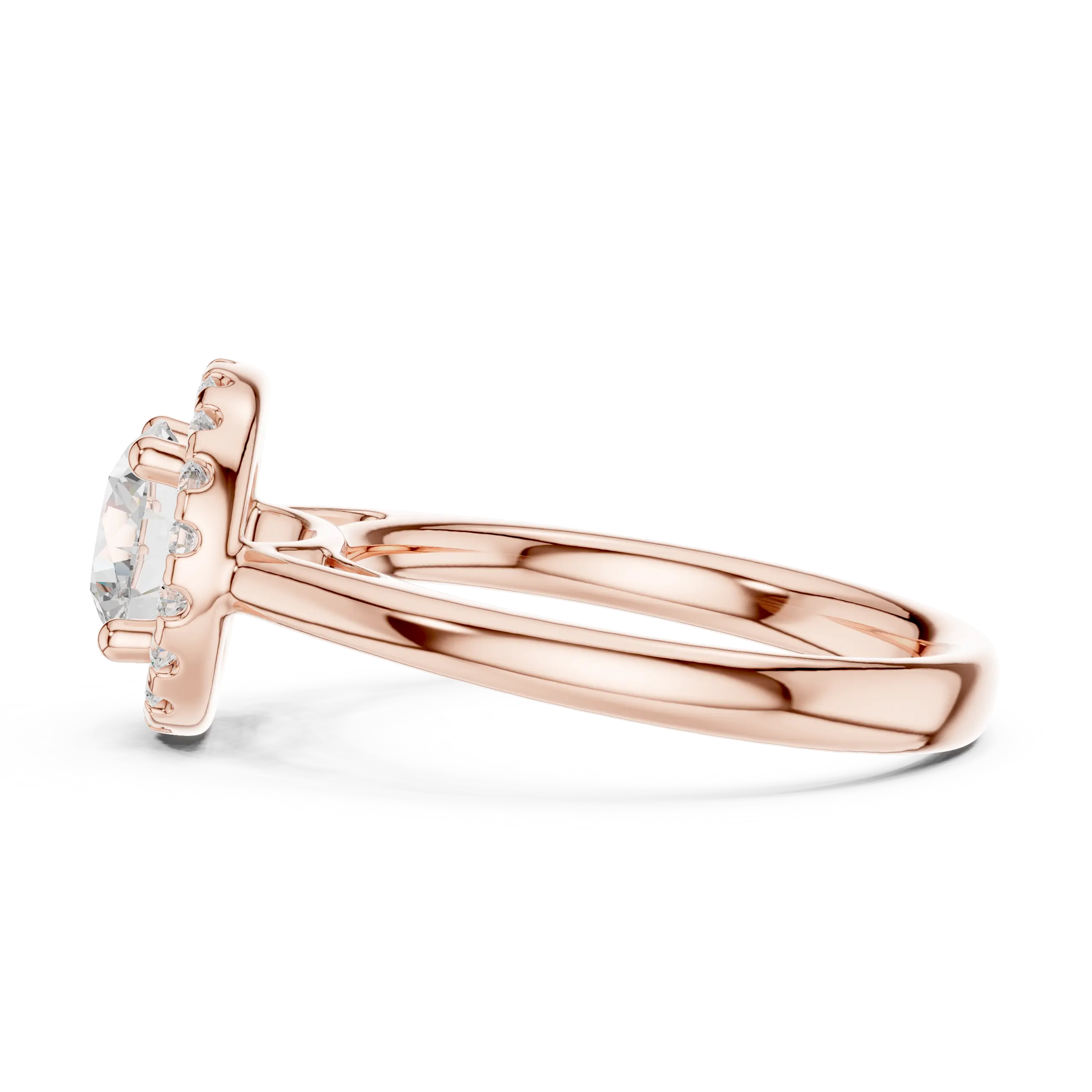 Classic Bridal Round Halo Diamond Ring in Rose Gold for Women