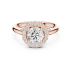Classic Bridal Round Halo Diamond Ring in Rose Gold for Women