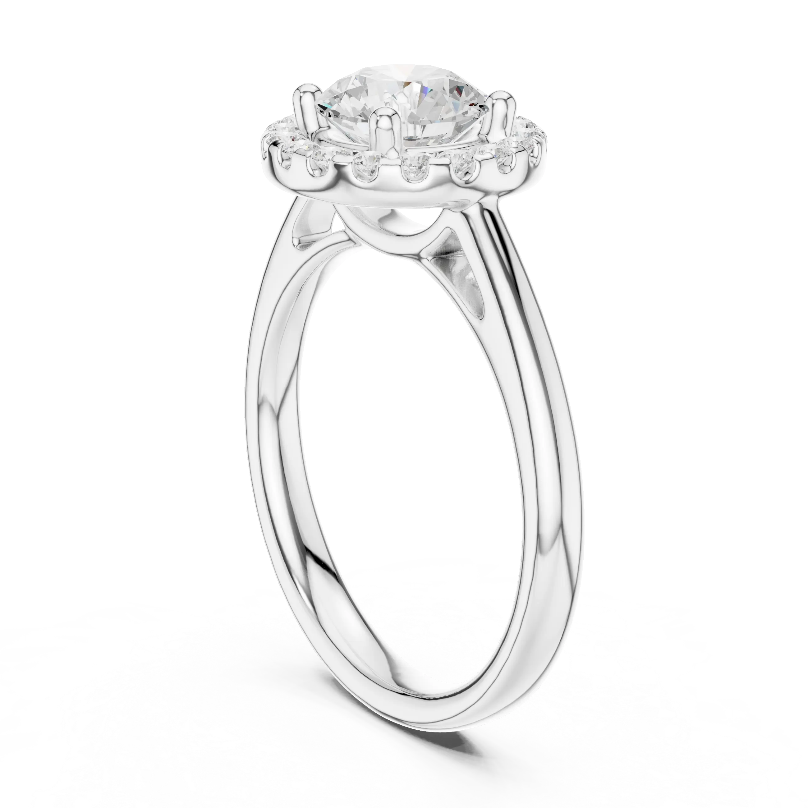 Classic Bridal Round Halo Diamond Ring in Rose Gold for Women