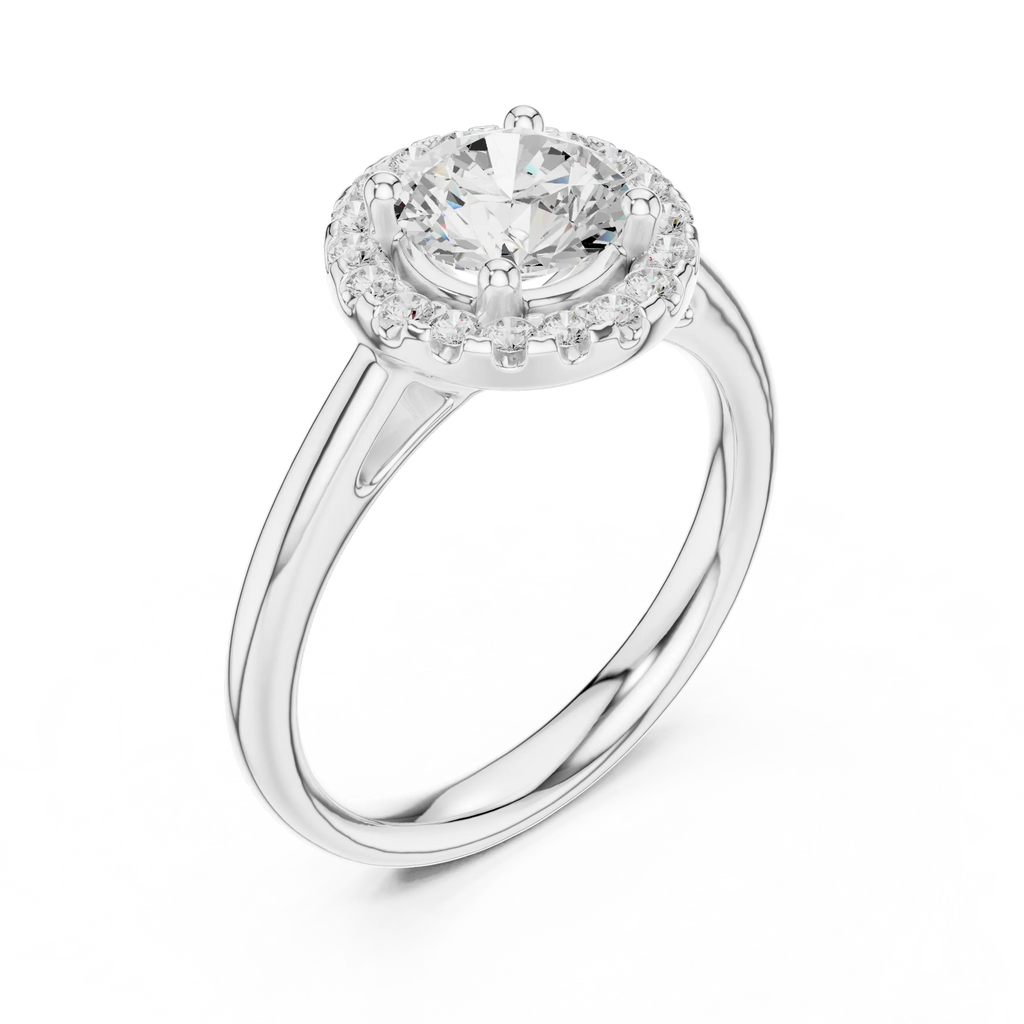Classic Bridal Round Halo Diamond Ring in Rose Gold for Women