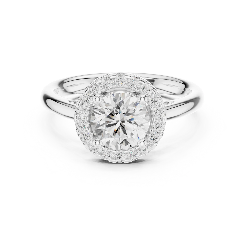 Classic Bridal Round Halo Diamond Ring in Rose Gold for Women