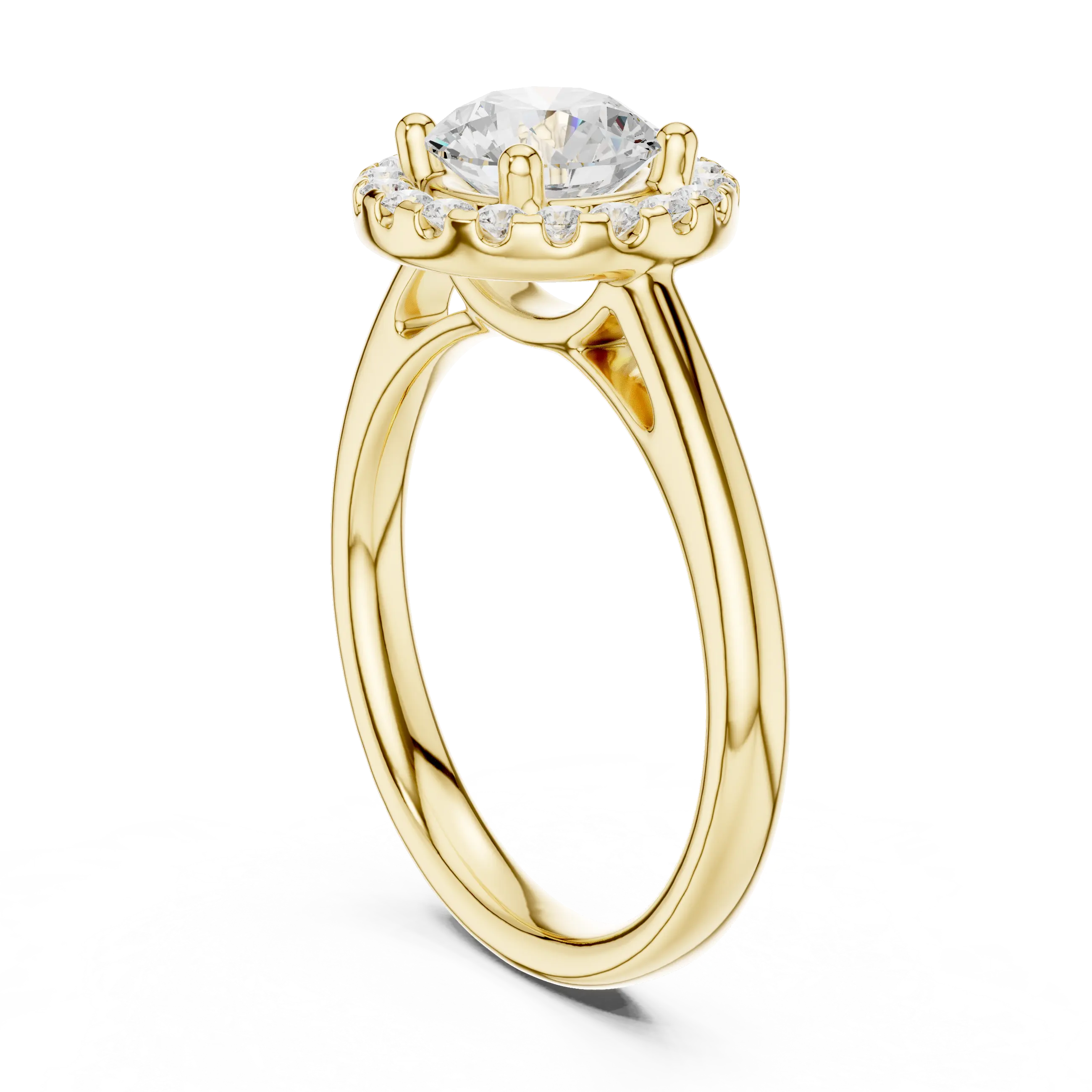 Classic Bridal Round Halo Diamond Ring in Rose Gold for Women