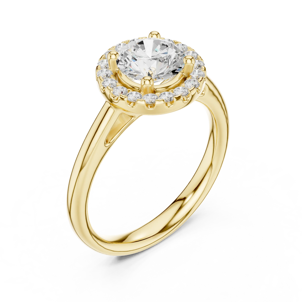 Classic Bridal Round Halo Diamond Ring in Rose Gold for Women