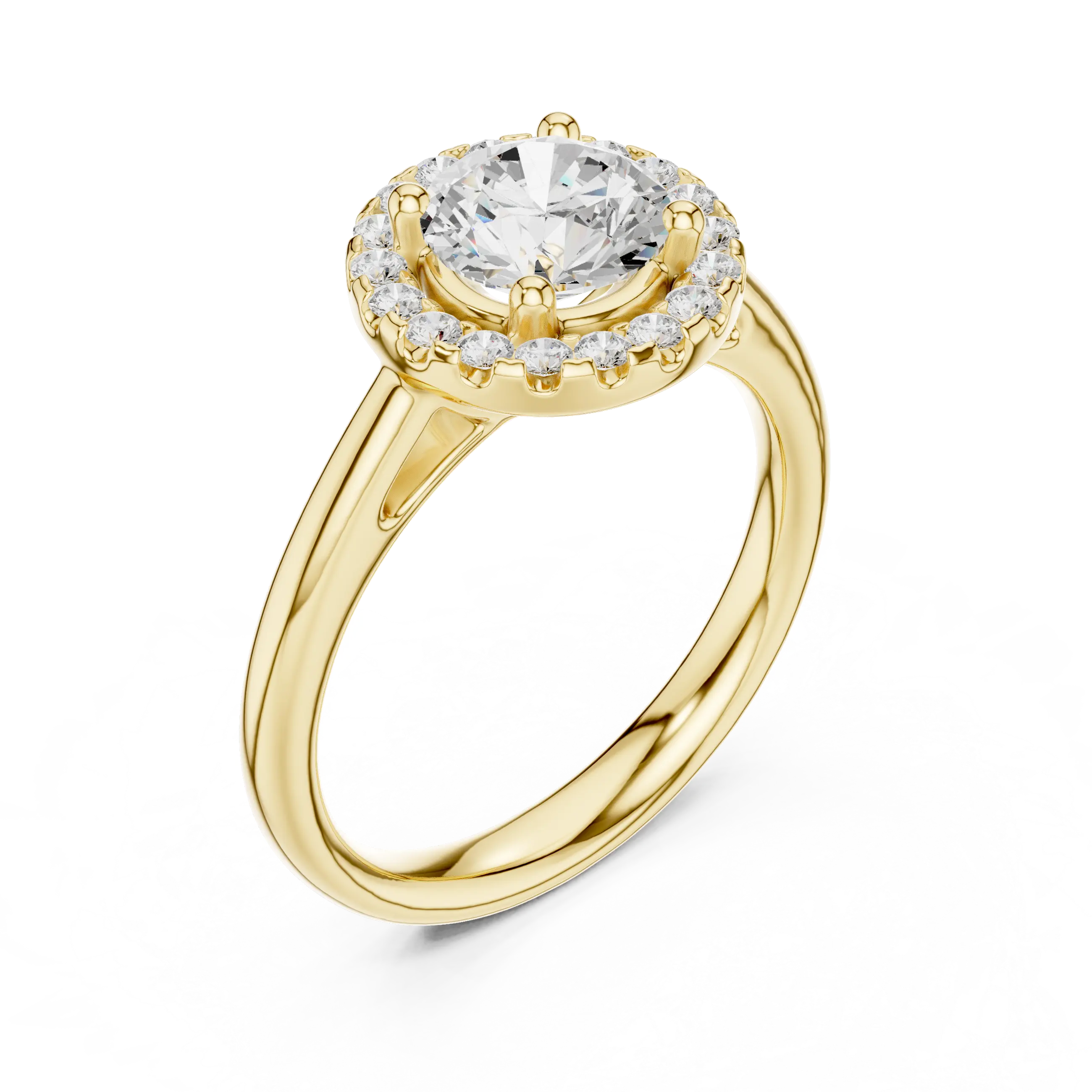 Classic Bridal Round Halo Diamond Ring in Rose Gold for Women