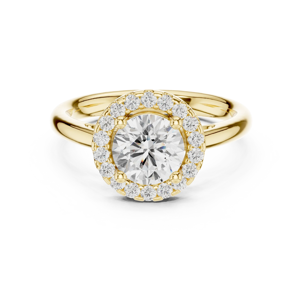 Classic Bridal Round Halo Diamond Ring in Rose Gold for Women