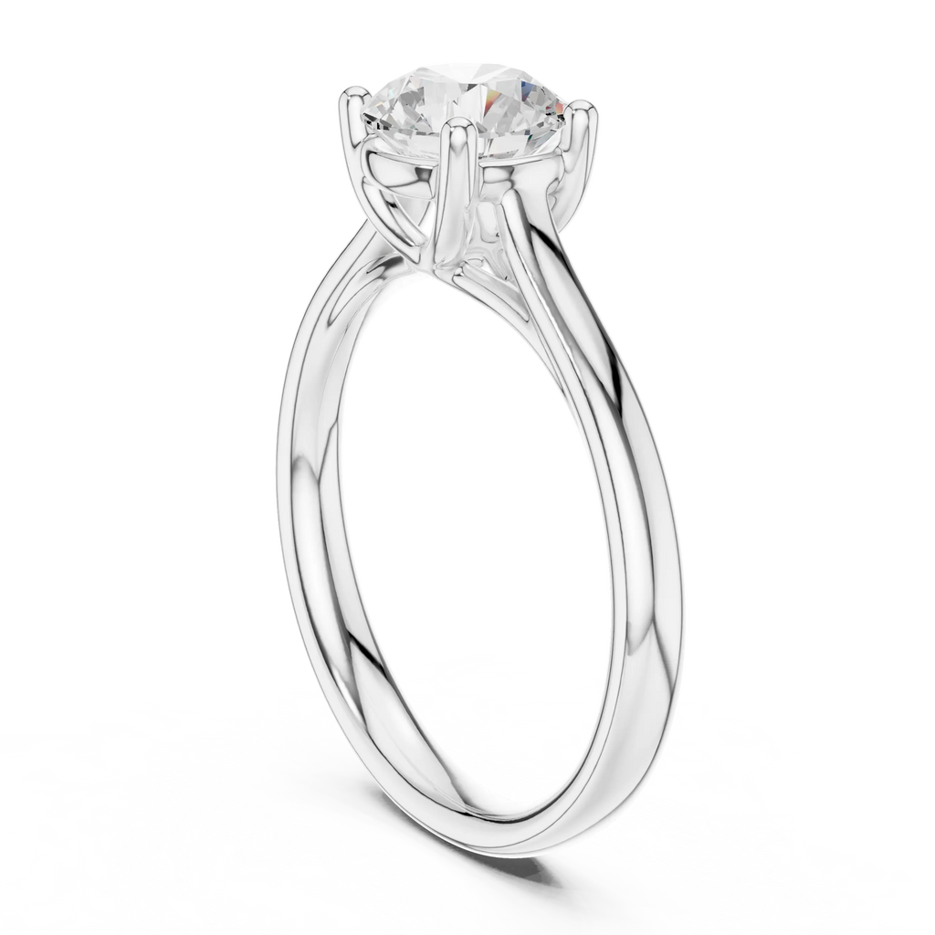 Classic 4 Prong Round Solitaire Diamond Ring in White Gold